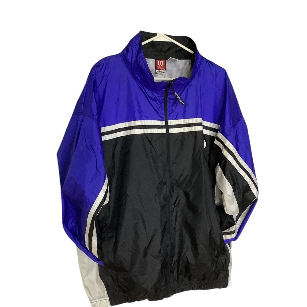 Vintage Wilson Windbreaker Jacket XL Blue Black 90s Color Block Track Mens